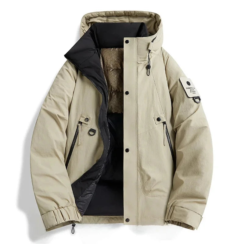 SNOWATTIC Men's Thickened Waterproof Hooded Outdoor Jacket