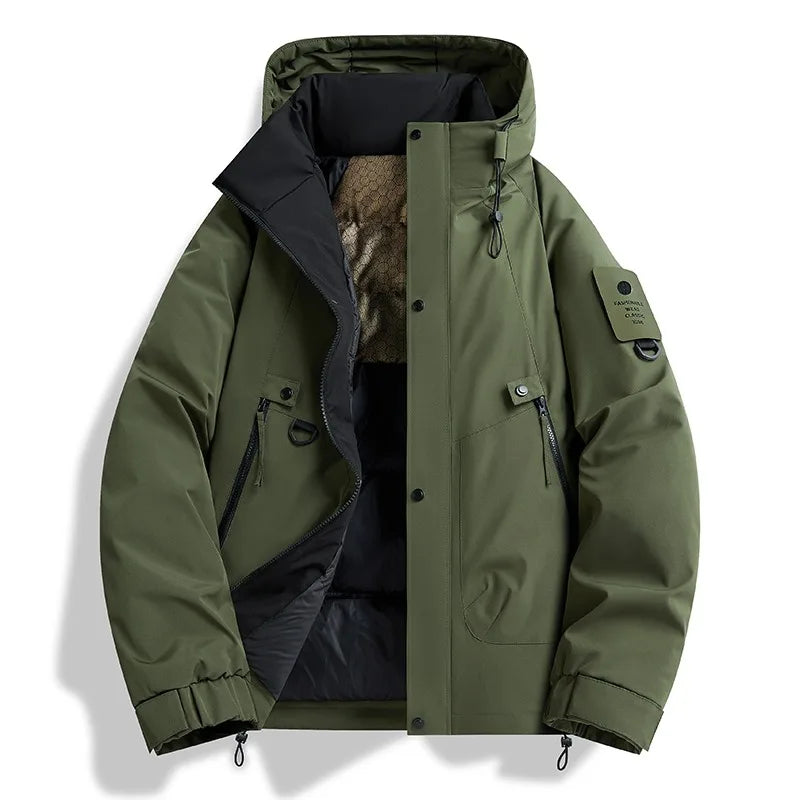 SNOWATTIC Men's Thickened Waterproof Hooded Outdoor Jacket
