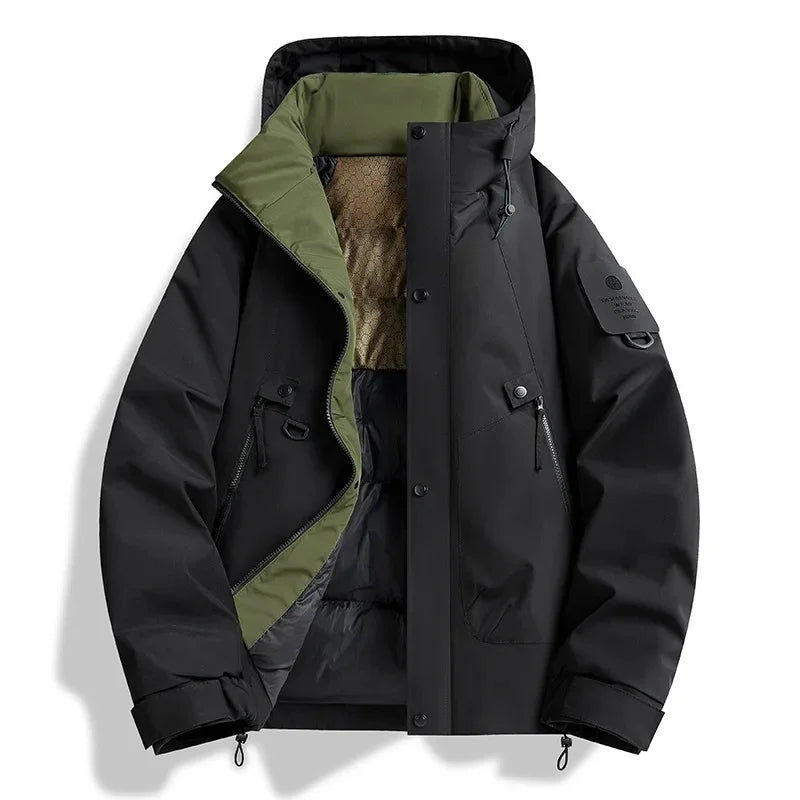 SNOWATTIC Men's Thickened Waterproof Hooded Outdoor Jacket