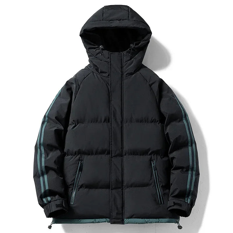 SNOWATTIC Men's Double Bar Hooded Cotton Puffer Jacket