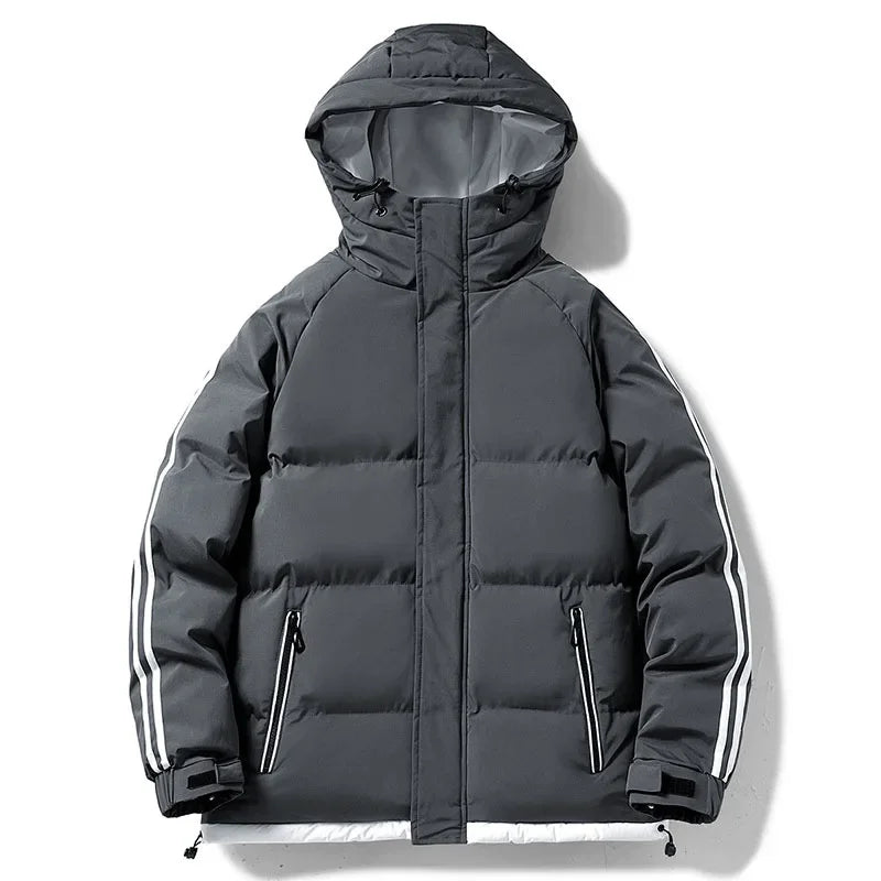 SNOWATTIC Men's Double Bar Hooded Cotton Puffer Jacket