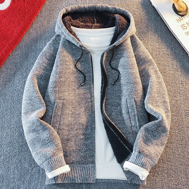 SNOWATTIC Men's Classic Knitted Hooded Cardigan Jacket
