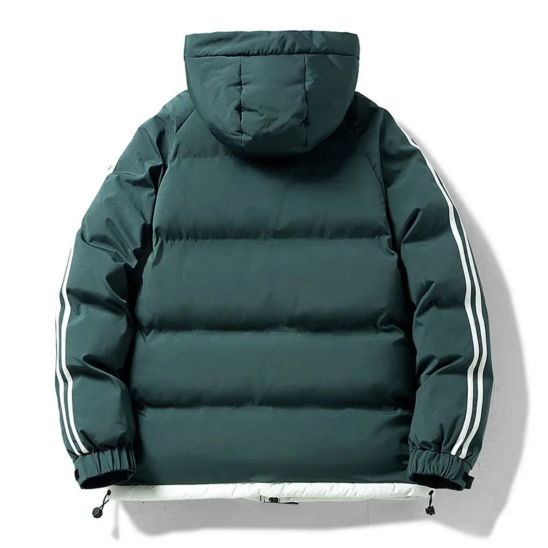 SNOWATTIC Men's Double Bar Hooded Cotton Puffer Jacket