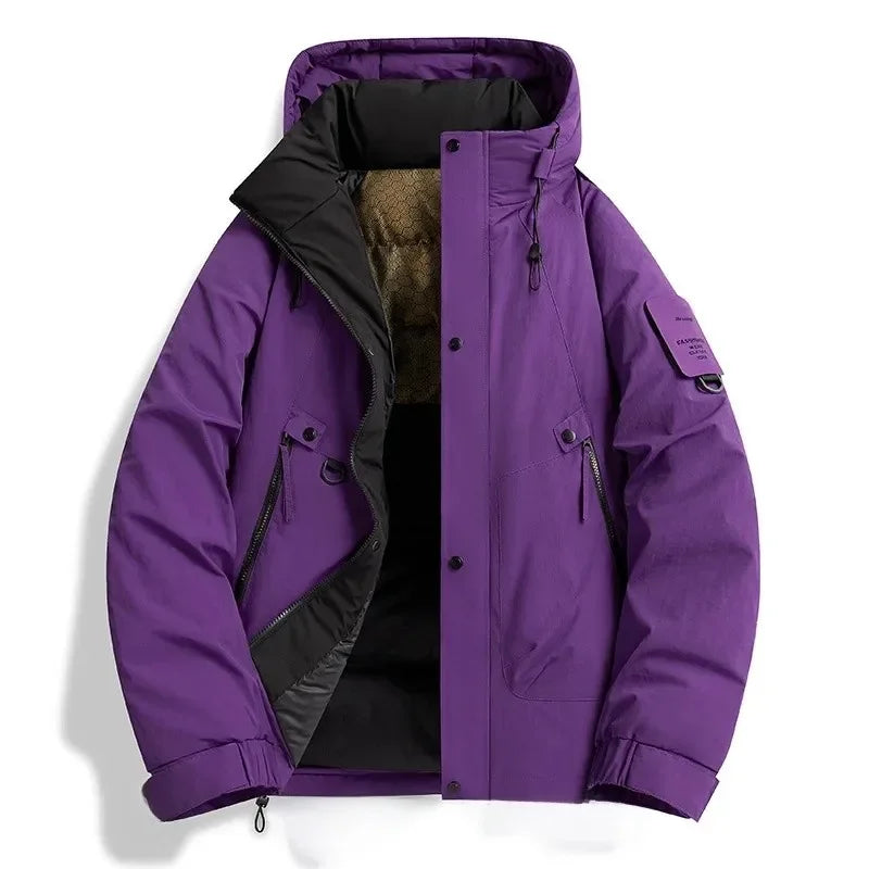SNOWATTIC Men's Thickened Waterproof Hooded Outdoor Jacket