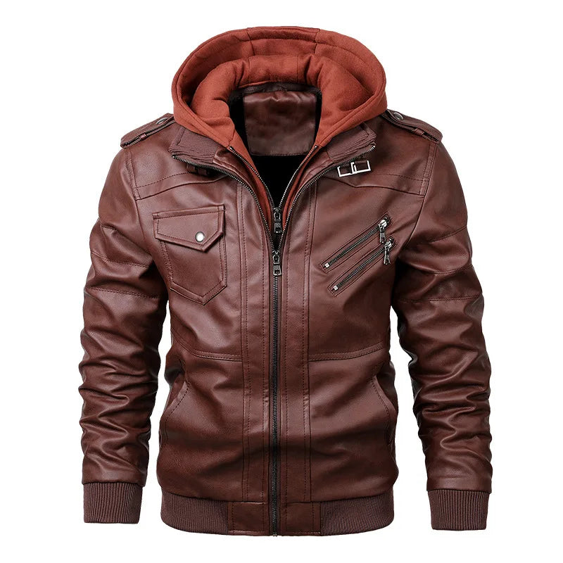 SNOWATTIC Men's Casual Biker PU Leather Jacket