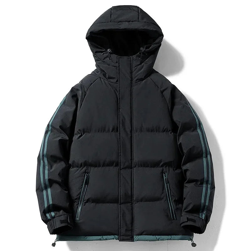 SNOWATTIC Men's Double Bar Hooded Cotton Puffer Jacket