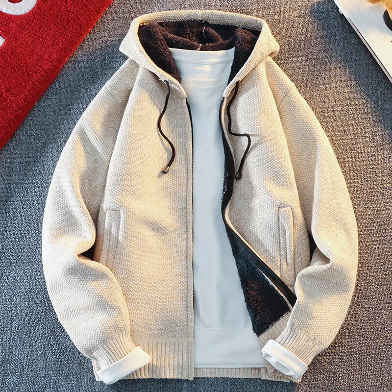 SNOWATTIC Men's Classic Knitted Hooded Cardigan Jacket
