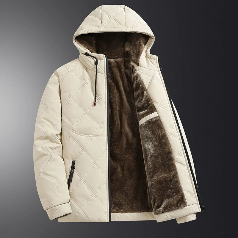 SNOWATTIC Men's Fleece-Lined Hooded Puffer Coat