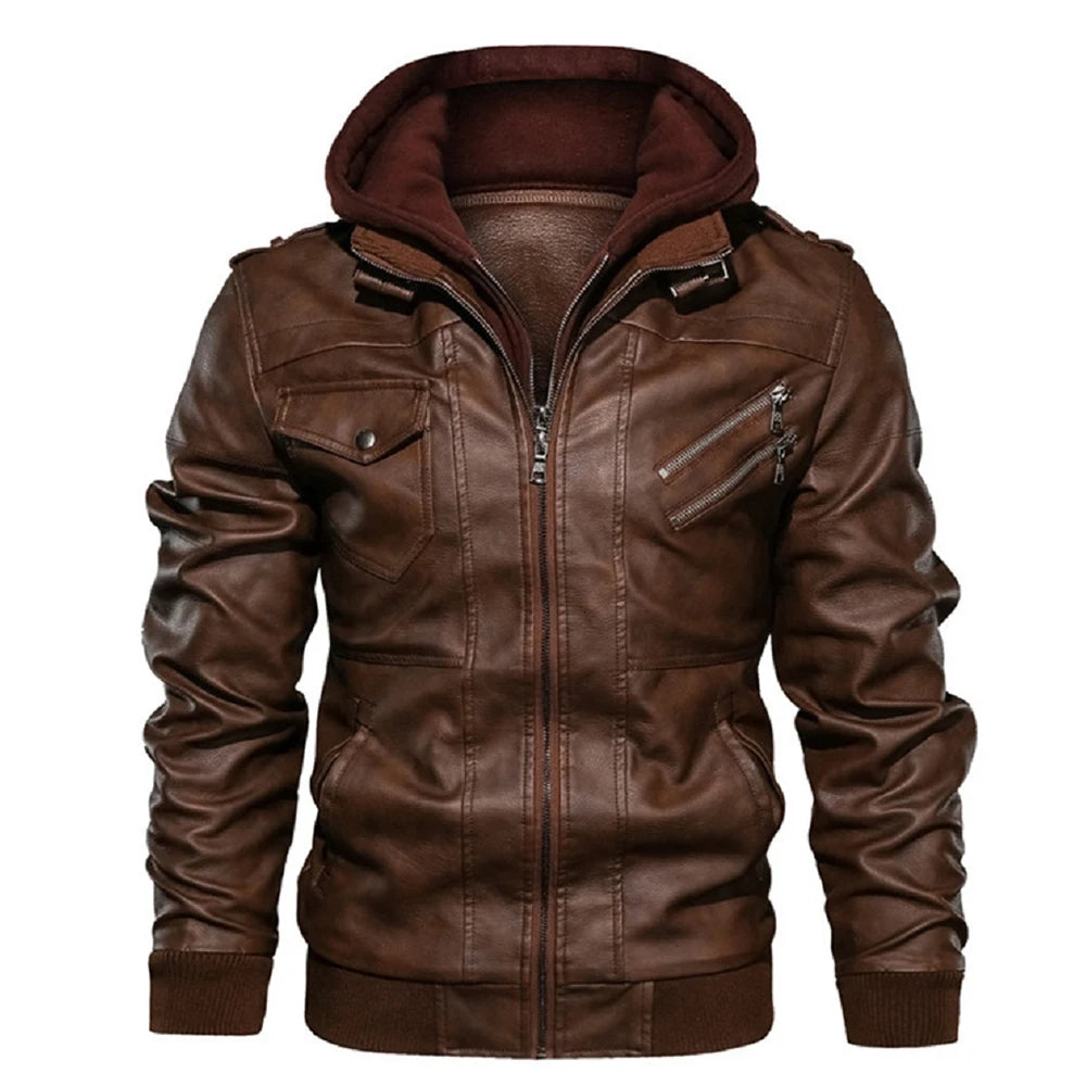 SNOWATTIC Men's Casual Biker PU Leather Jacket