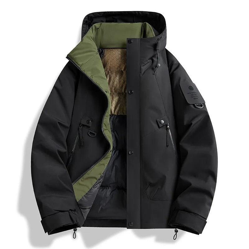 SNOWATTIC Men's Thickened Waterproof Hooded Outdoor Jacket