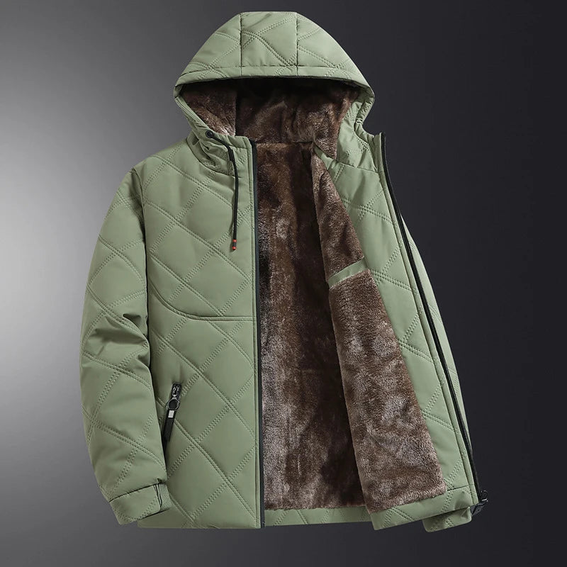 SNOWATTIC Men's Fleece-Lined Hooded Puffer Coat