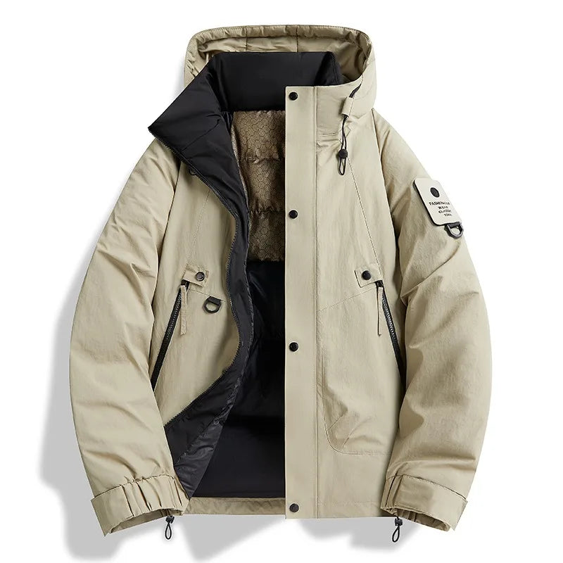 SNOWATTIC Men's Thickened Waterproof Hooded Outdoor Jacket
