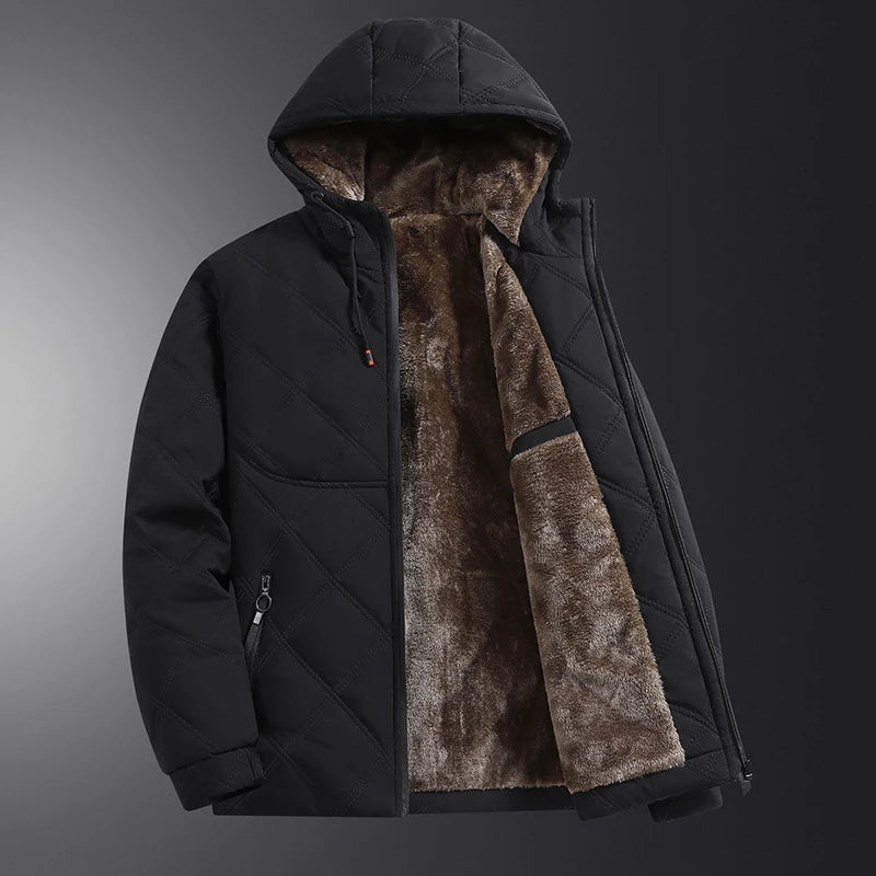 SNOWATTIC Men's Fleece-Lined Hooded Puffer Coat